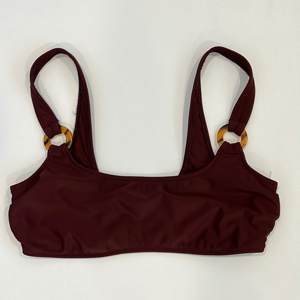 Abercrombie & Fitch Swim Bikini Top Small Maroon Tortoise Ring on Strap Small